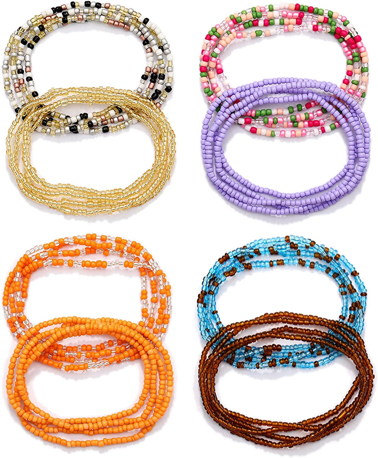 KOHOTA Beads Waist Set for Women African Beaded Body Chain Waist Belly Chain Stretchy Elastic String Multi-Color Necklace Bracelet Anklet Sexy Bikini Summer Jewelry Apparel & Accessories > Jewelry > Body Jewelry KOHOTA Multi color