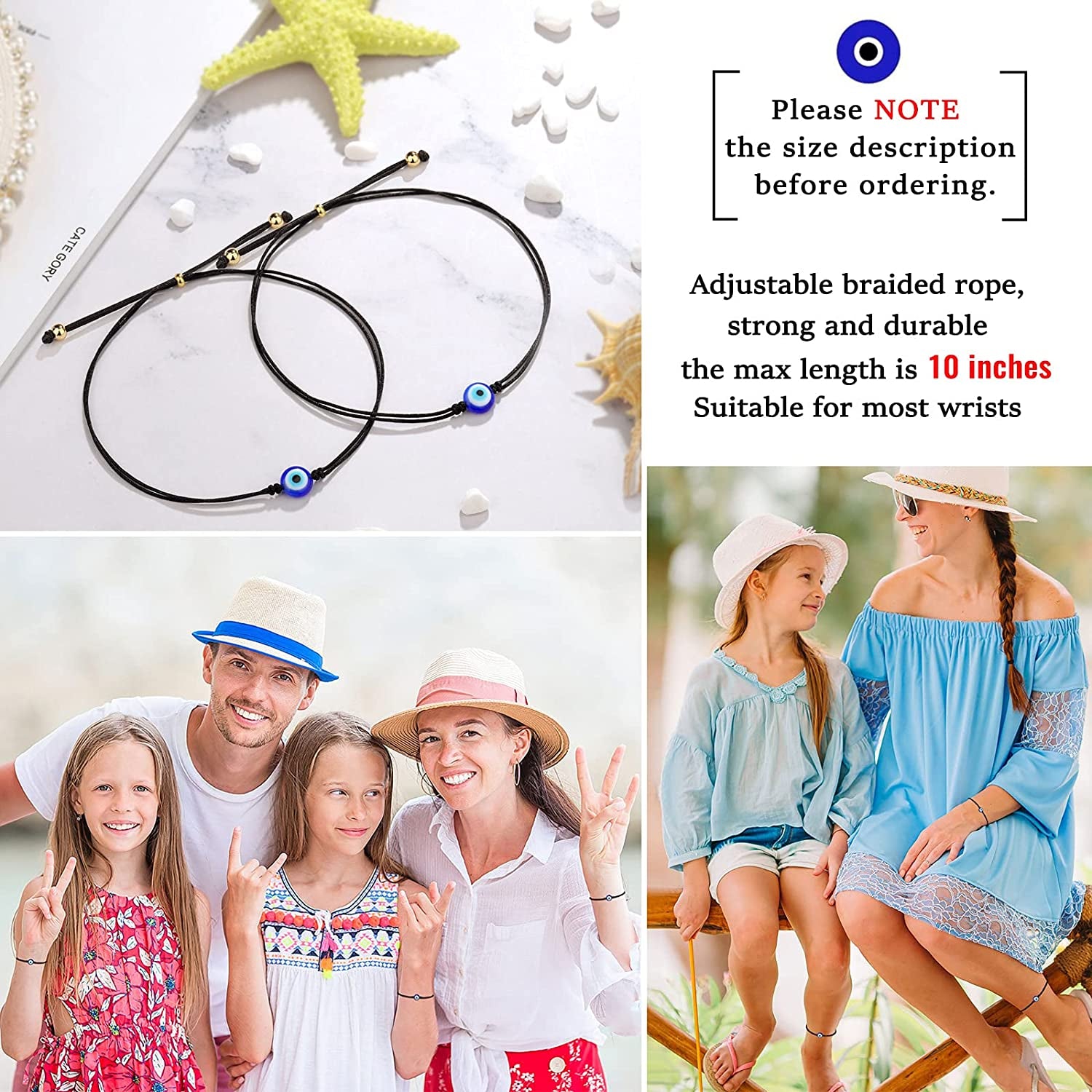 Evil Eye Bracelets/ Anklet Protection Ojo Turco Handmade String Bracele for Women Men Family Apparel & Accessories > Jewelry > Anklets UNGENT THEM