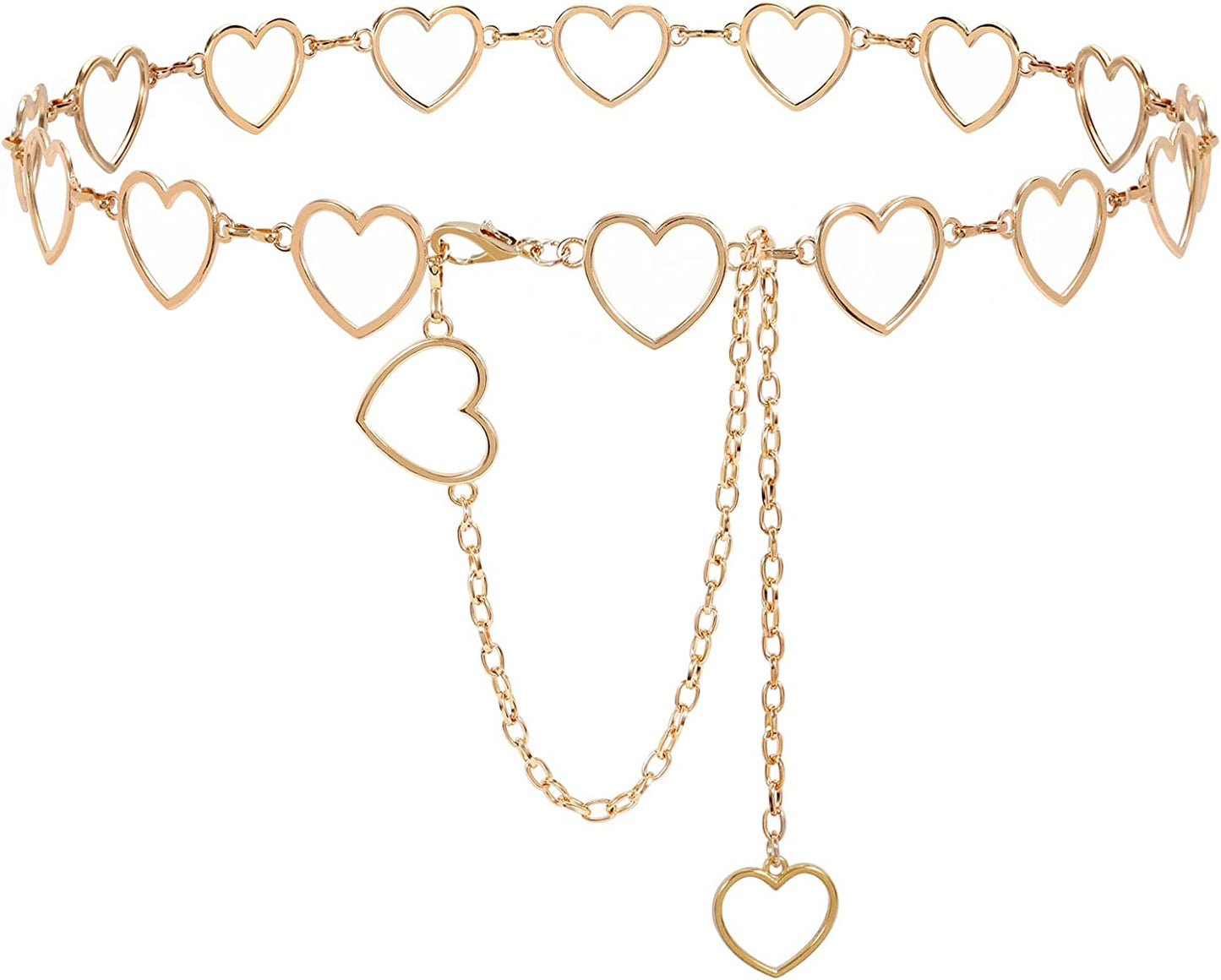 Metal Body Chain Women Belly Waist Chain SUOSDEY Fashion Body Jewelry Link Belts Apparel & Accessories > Jewelry > Body Jewelry SUOSDEY F-gold Heart L: Fit for Waist up to 46 inches