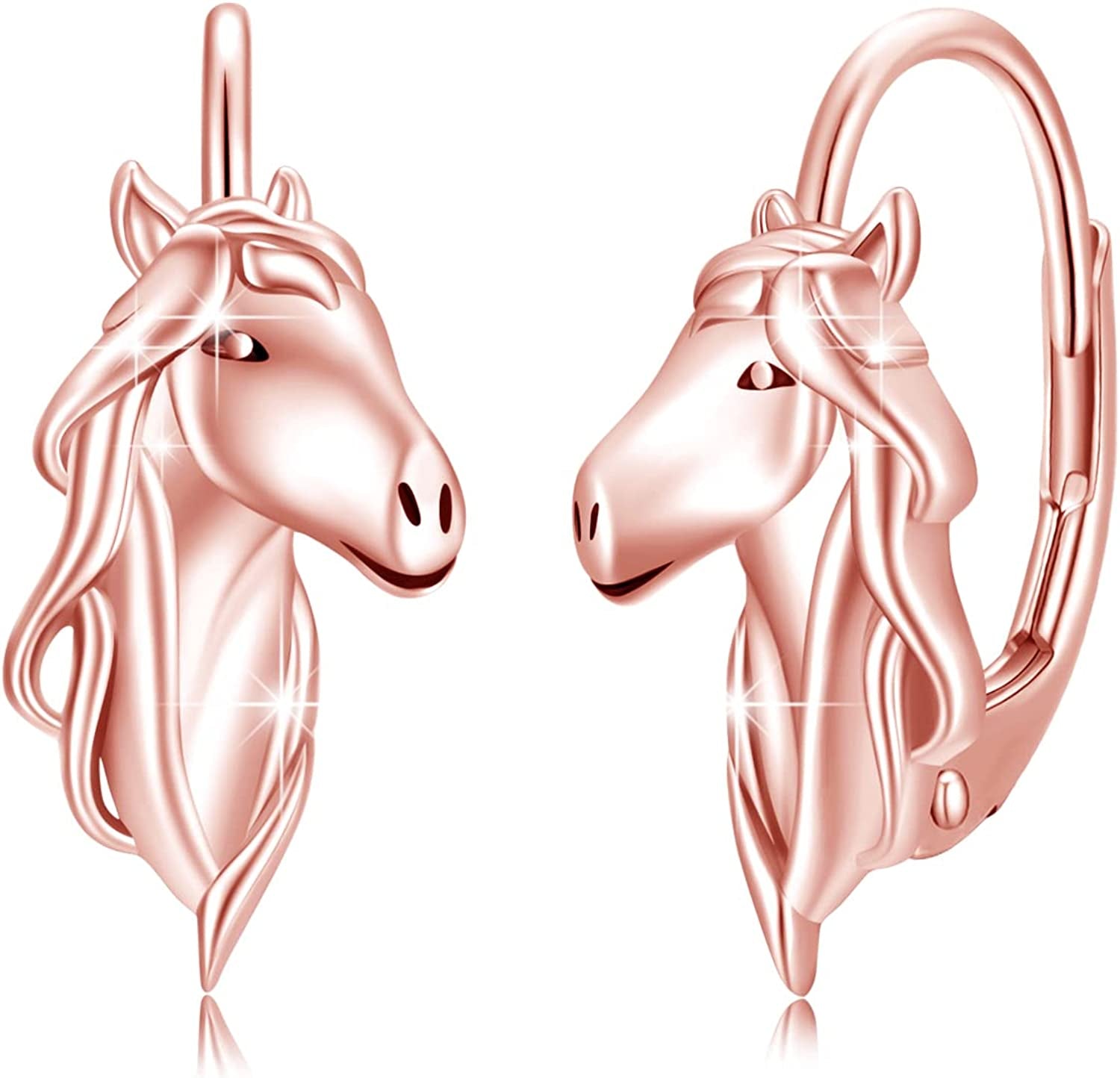 Horse Earrings 925 Sterling Silver Animal Horse Stud Earrings Horse Jewelry Gifts for Mother'S Day Women Girls Teens Horse Lovers Apparel & Accessories > Jewelry > Earrings Silikepa Rose Red #1