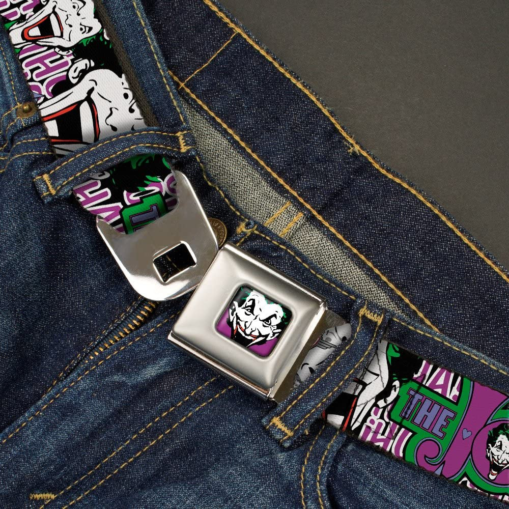 Buckle-Down Seatbelt Belt - Joker Face/Logo/Spades Black/White/Purple - 1.0" Wide - 20-36 Inches in Length Apparel & Accessories > Clothing Accessories > Belts Buckle-Down