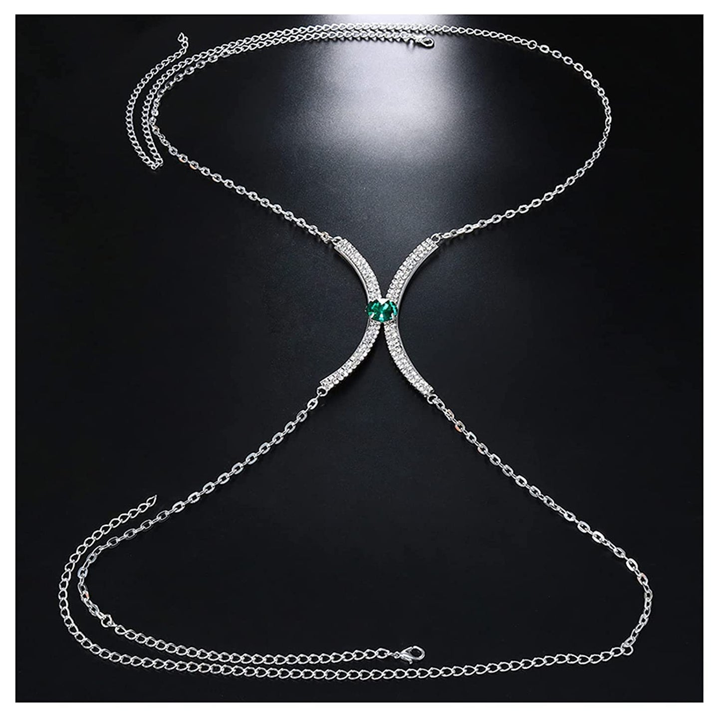 Silver Rhinestone Chest Bracket Bra Chain Body Jewelry Bikini Crystal Body Chain Rhinestone Bra Underwear Chain Sexy Lingerie Chest Chain for Women(Chest Bracket Chain) Apparel & Accessories > Jewelry > Body Jewelry Cusmyre