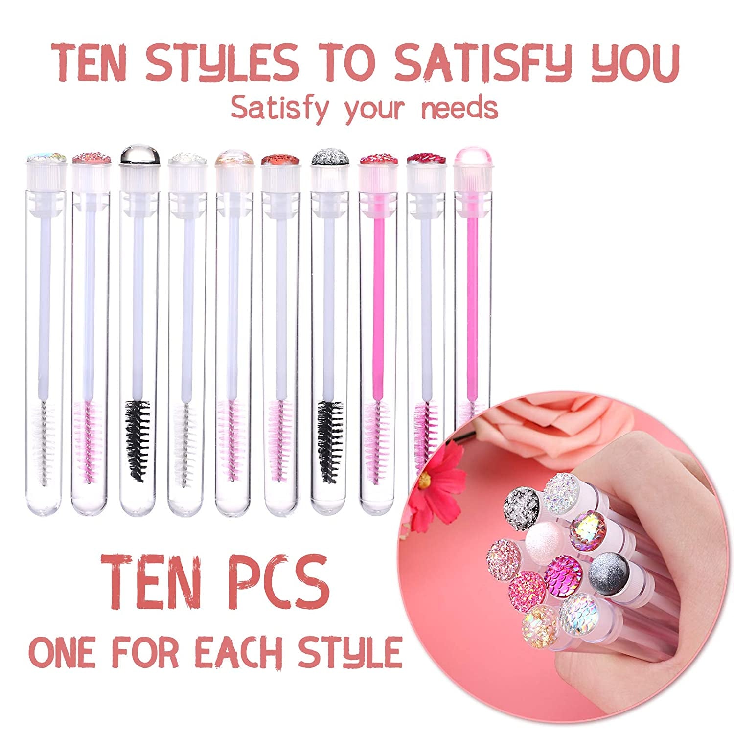 Dming 10Pcs Eyelash Brush Lash Wand Makeup Tool Eyelash Extension Supplies Cleaning Brush Diamond Mascara Mix Color Health & Beauty > Personal Care > Cosmetics > Cosmetic Tools > Makeup Tools Dming