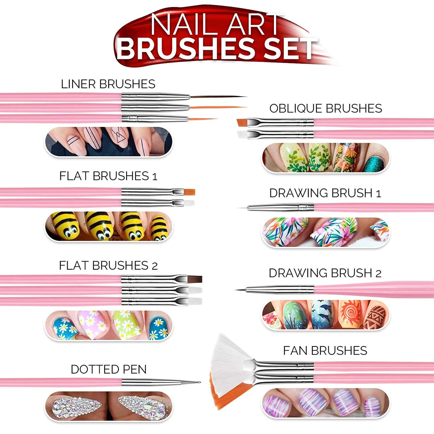 Nail Art Brushes, Nail Dotting Tools, Nail Dust Brush, Teenitor Nail Art Kit for Beginners, Butterfly Nail Art Stickers, Nail Art Rhinestone, Nail Art Foil, Nail Art Striping Tapes, Nail Design Kit Health & Beauty > Personal Care > Cosmetics > Cosmetic Tools > Nail Tools Teenitor