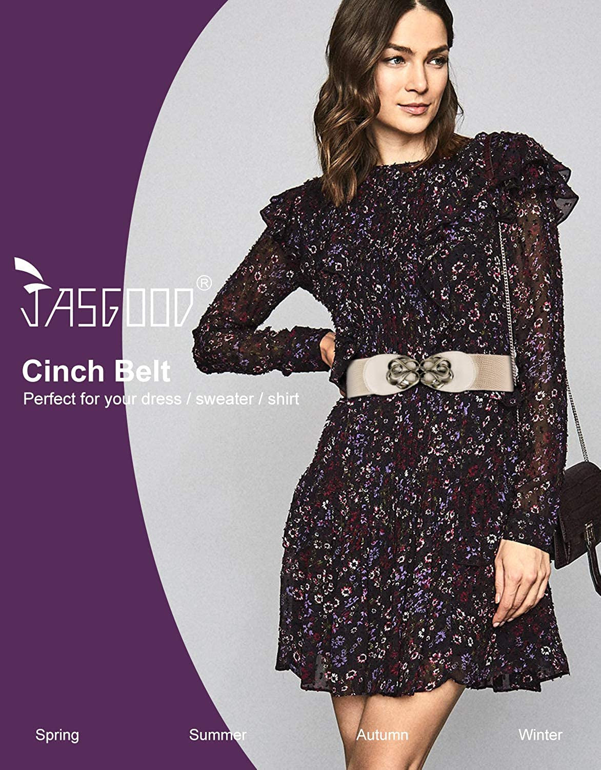 JASGOOD Women Stretchy Belt for Dresses Vintage Elastic Wide Waist Belt Apparel & Accessories > Clothing Accessories > Belts KYLIE MAX