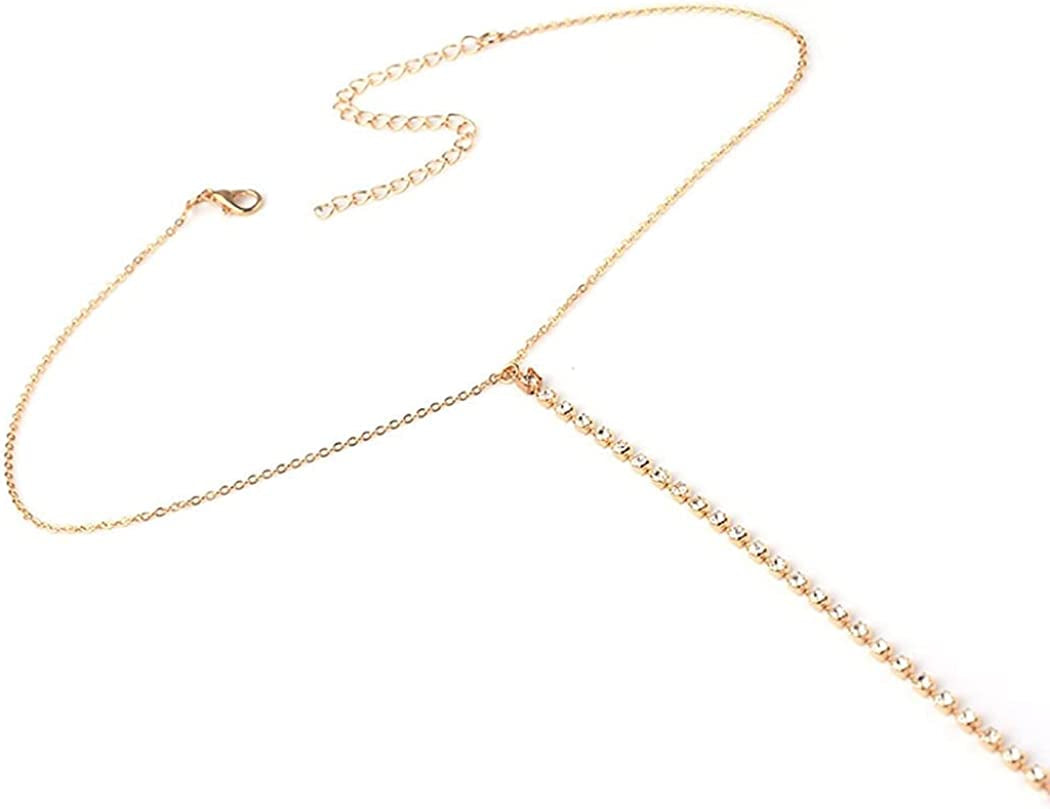 Bomine Gold Rhinestone Body Chain Silver Bra Crystal Sexy Bikini Body Jewelry Necklace Chains for Women and Girls (Gold) Apparel & Accessories > Jewelry > Body Jewelry Bomine