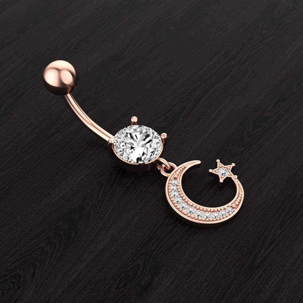 NASAMA 14G Stainless Steel Belly Button Rings for Girls Women CZ Navel Body Piercing Jewelry Apparel & Accessories > Jewelry > Body Jewelry Yiwu lianmu electronic commerce Co.,Ltd