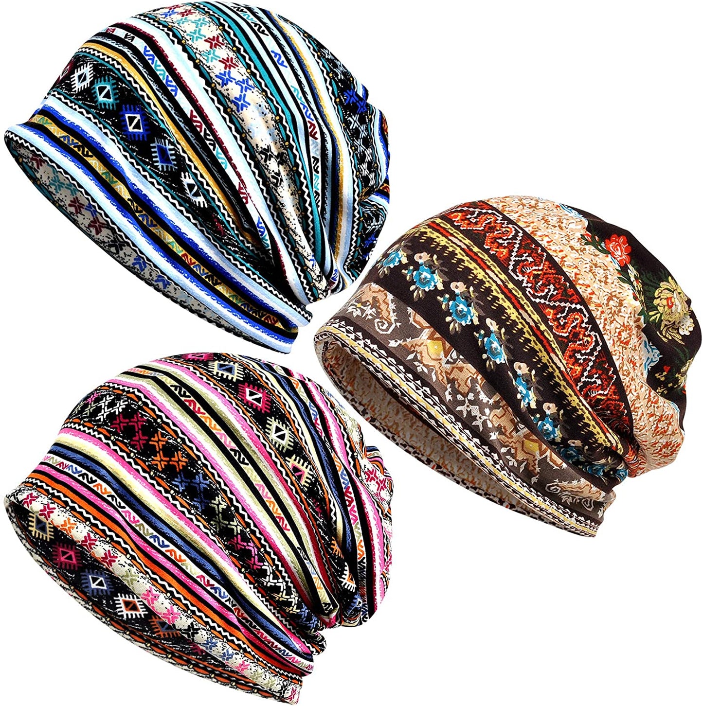 Kayier Women'S Baggy Casual Chemo Beanie Hats Headwear Caps Apparel & Accessories > Clothing Accessories > Headwear Kayier 3 Pack-m
