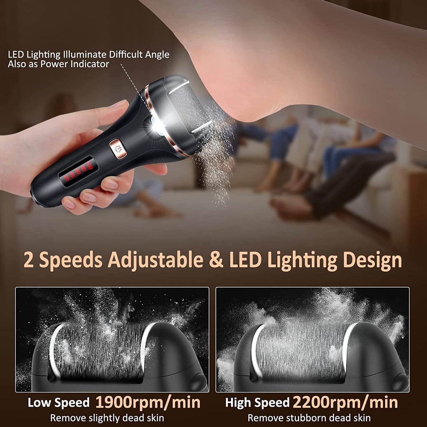 Electric Foot Callus Remover Kit, Banral 10 In1 Rechargeable Pedicure Tools Foot Care Feet File with 3 Roller Heads,2 Speed,Battery Display for Remove Cracked Heels Calluses and Dead Skin Health & Beauty > Personal Care > Foot Care Banral