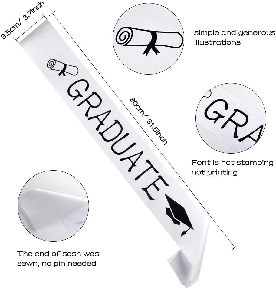 FEPITO 1Pcs Graduation Princess Grad Tiara and 1Pcs Graduated Sash for Grad Party Gift Idea Graduation Party Decorations Apparel & Accessories > Clothing Accessories > Sashes FEPITO