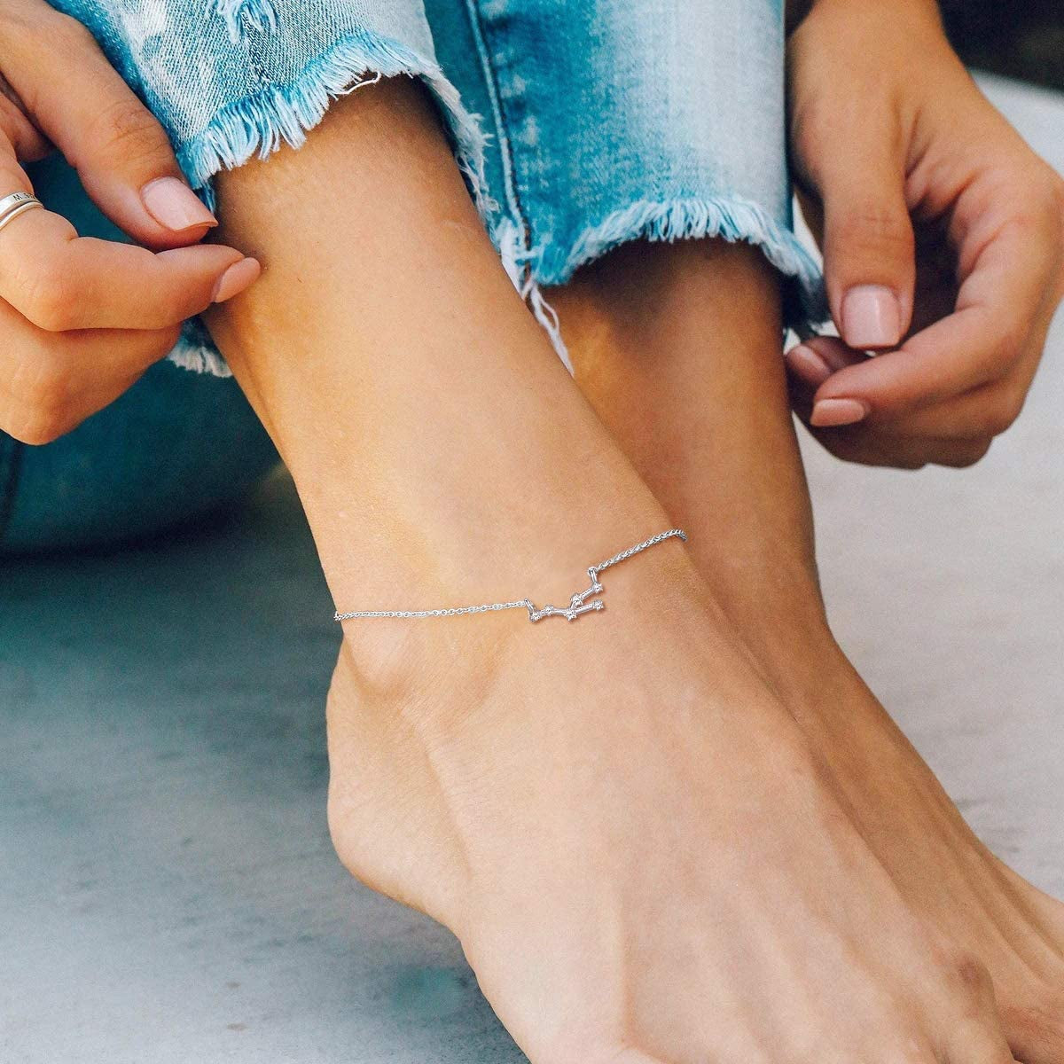 Chicsilver 12 Constellation Zodiac Anklet for Women Girls Sterling Silver Cubic Zirconia Horoscope Ankle Bracelets, 8"-10" Adjustable(With Gift Box) Apparel & Accessories > Jewelry > Anklets ChicSilver Jewelry