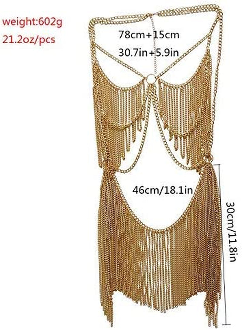 Women'S Metal Body Chain Set Indian Belly Chain Bohemian Jewelry Bikini Halloween Costume Party (Gold) Apparel & Accessories > Jewelry > Body Jewelry Yixin