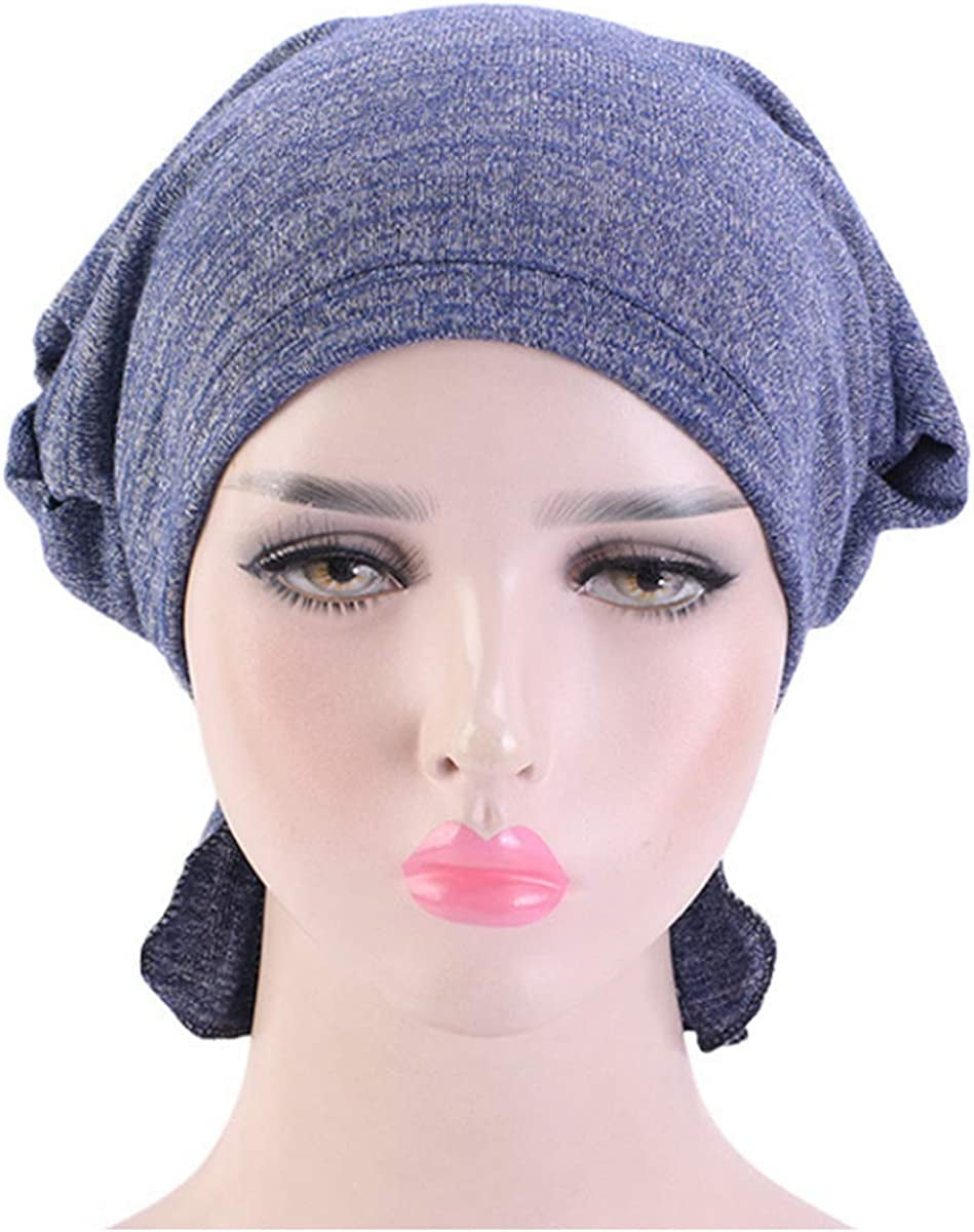 Ever Fairy 3 Colors Chemo Cancer Head Scarf Hat Cap Ethnic Cloth Print Turban Headwear Women Women'S Ruffle Beanie Scarf (3 Color Pack-A) Apparel & Accessories > Clothing Accessories > Headwear Ever Fairy