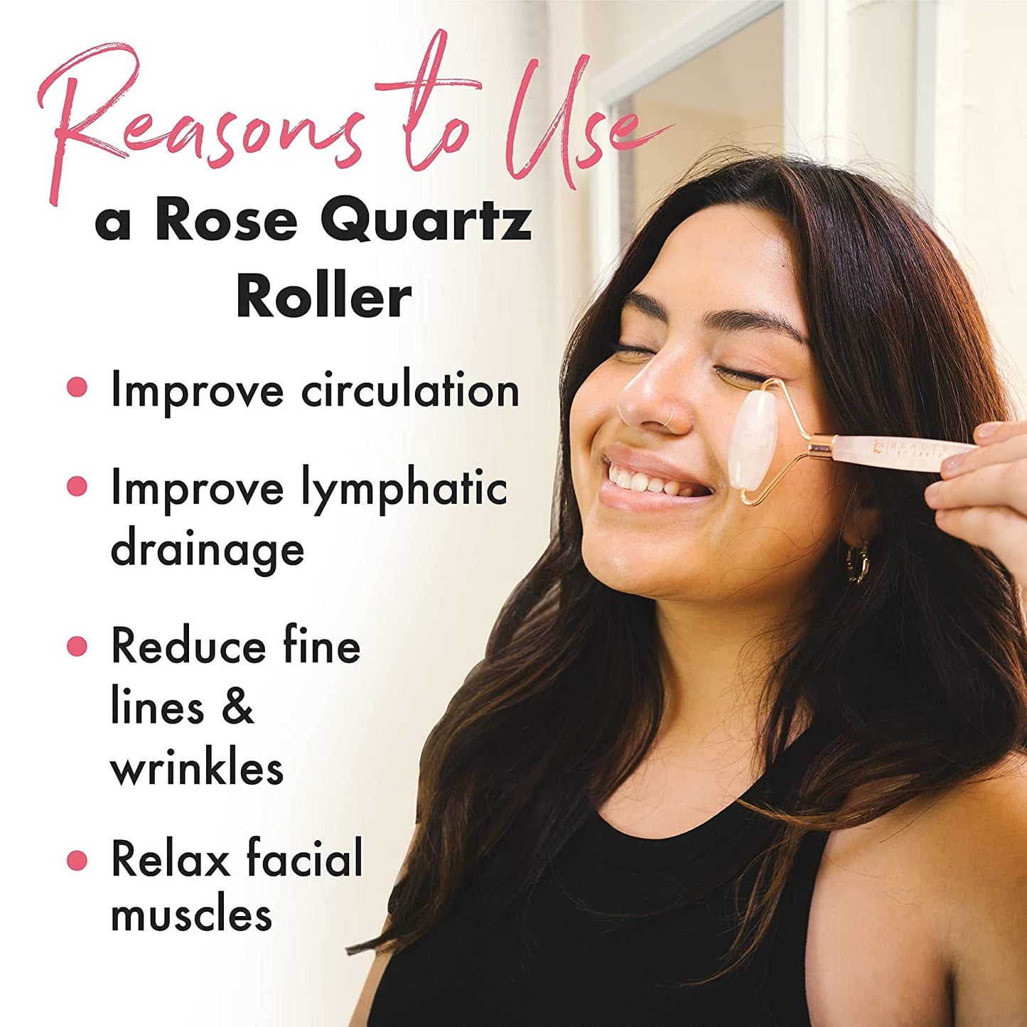 Rose Quartz Face Roller Skin Care Tools - Face Massager Roller, Facial Roller & Eye Roller for Puffy Eyes, Facial Massager Facial Tools Pair Perfectly with Skincare & Are Self Care Gifts for Women Health & Beauty > Personal Care > Cosmetics > Cosmetic Tools > Skin Care Tools Beauty by Earth