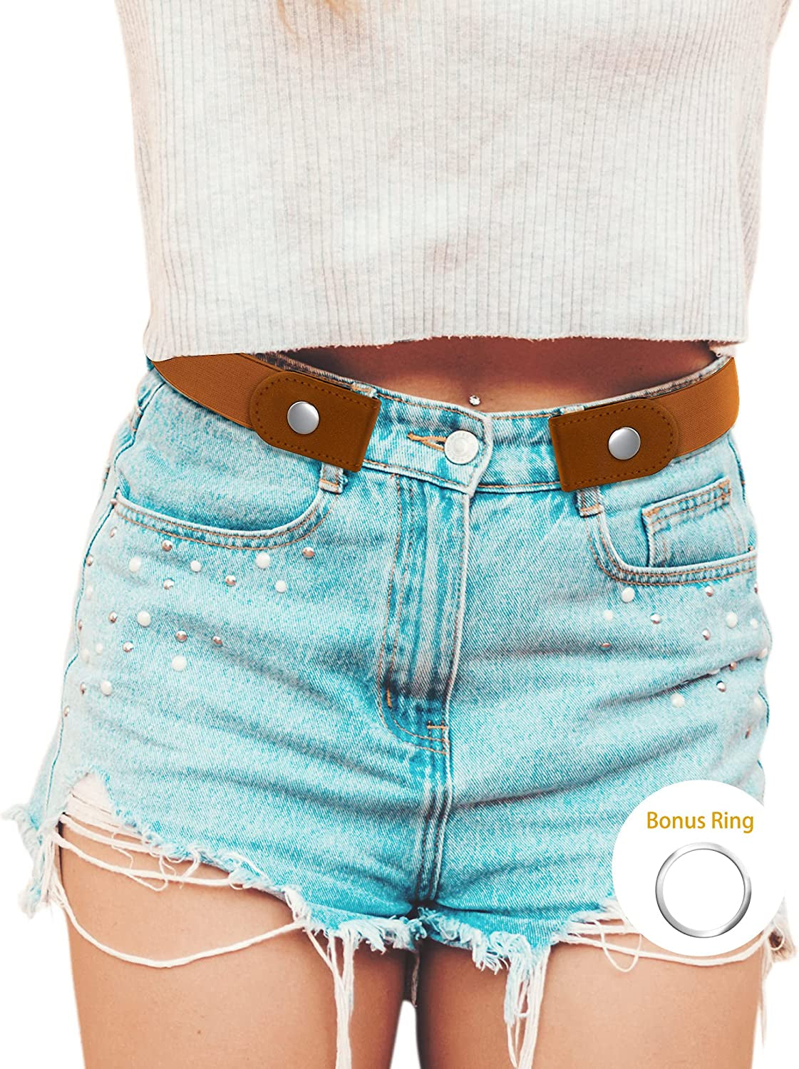 Udekit No Buckle Elastic Stretch Belts Buckle Free Waist Belt for Jeans Pants Apparel & Accessories > Clothing Accessories > Belts Udekit Orange Small : fits waist from 24'' to 36''