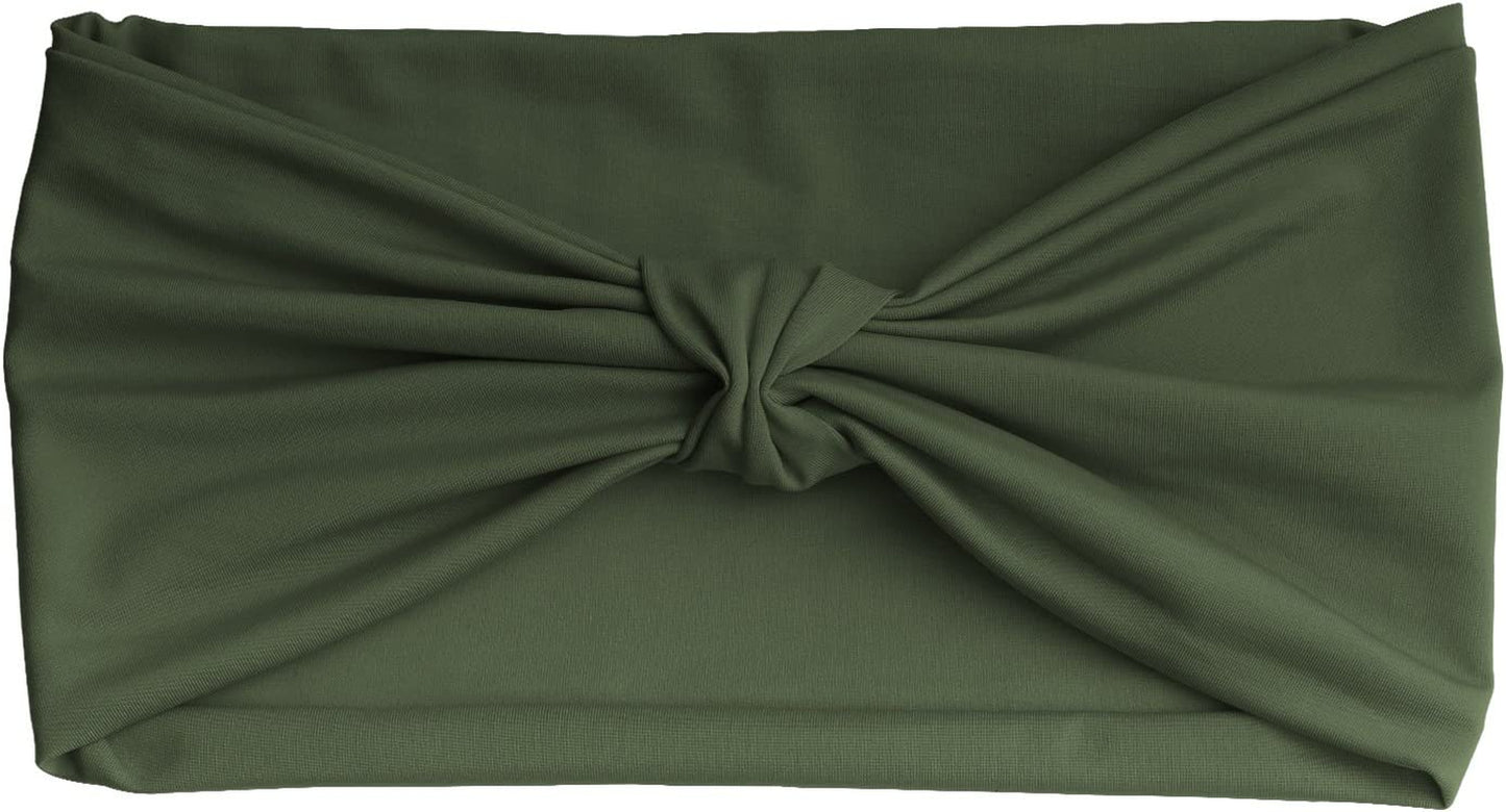 Moko Headband for Women, Versatile Turban Headband Hair Wrap Multi-Style Casual Sports Headwear, Stretchy Breathable Moisture Wicking Microfiber Head Wrap for Workout, Running, Yoga Apparel & Accessories > Clothing Accessories > Bandanas & Headties MoKo Army Green Elastic