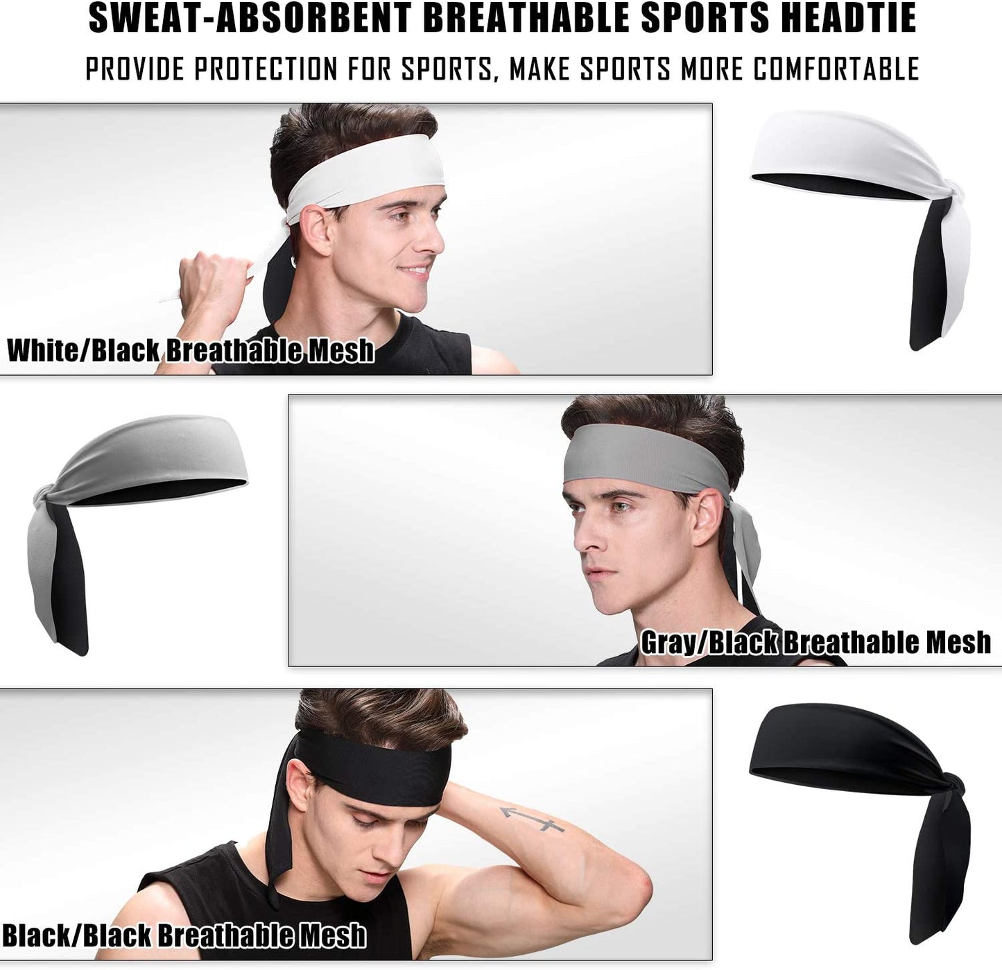 Easyoung Mens Headband for Sport 3 Pack, Sweatband & Workout Headband Tie, Non Slip Moisture Wicking Headbands for Running, Tennis, Cycling, Yoga, Hairband for Women and Men Apparel & Accessories > Clothing Accessories > Bandanas & Headties EasYoung