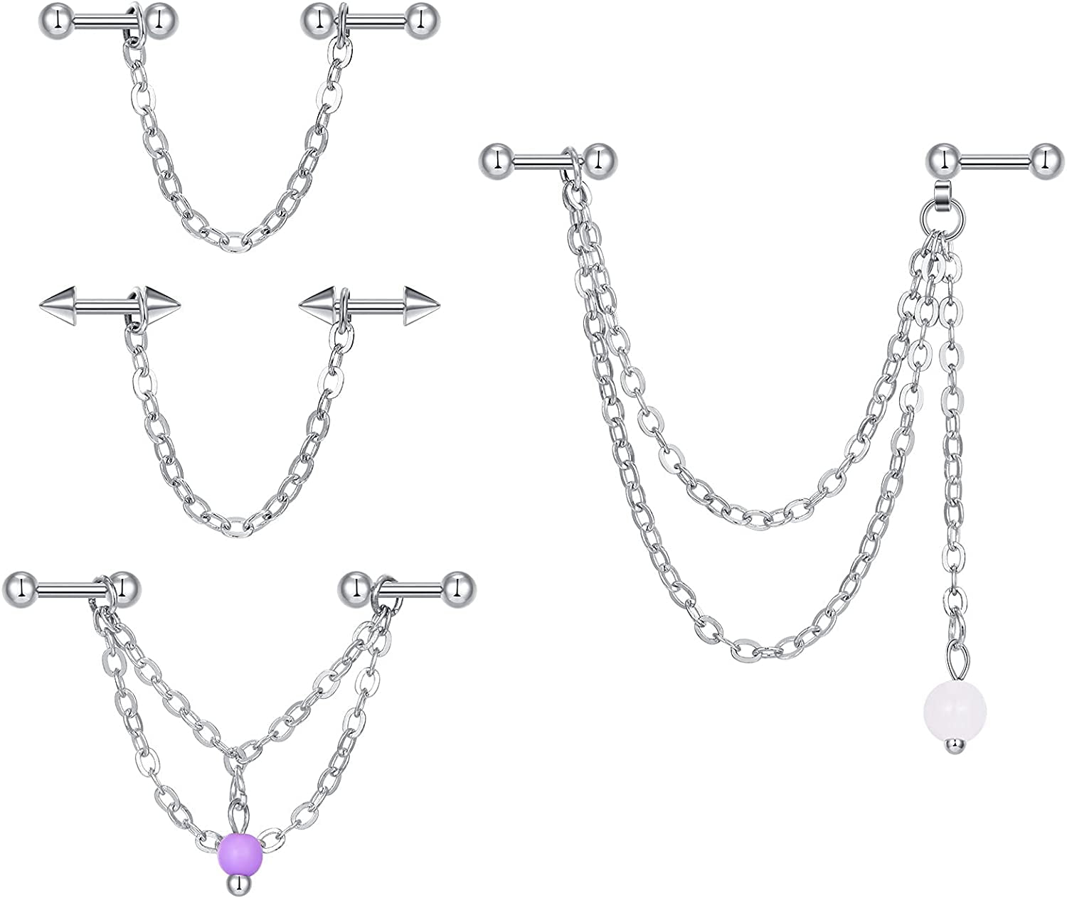 QWALIT Industrial Piercing Jewelry Industrial Piercing Industrial Earrings for Women Men 16G 14G Industrial Barbell Surgical Stainless Steel Scaffold Industrial Bar Piercing Iindustrial Bar Apparel & Accessories > Jewelry > Body Jewelry QWALIT E13: 16g - silver