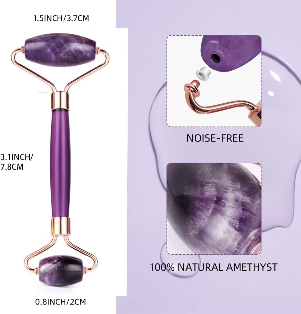 Canvalite Jade Roller for Face, 100% Amethyst Natural Face Roller Skin Care Tools for Puffy Eyes Relief anti Aging, Face Massager for Women Reduce Wrinkles Dark Circles Fine Lines Jade Facial Roller Health & Beauty > Personal Care > Cosmetics > Cosmetic Tools > Skin Care Tools CANVALITE