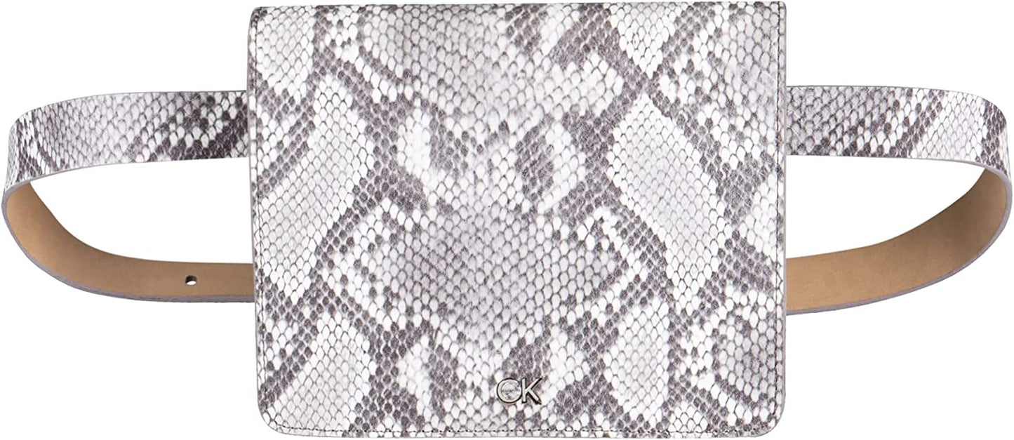 Calvin Klein Women'S Dress Casual Fashion Belts and Belt Bags Apparel & Accessories > Clothing Accessories > Belts Calvin Klein Grey/White Embossed Small