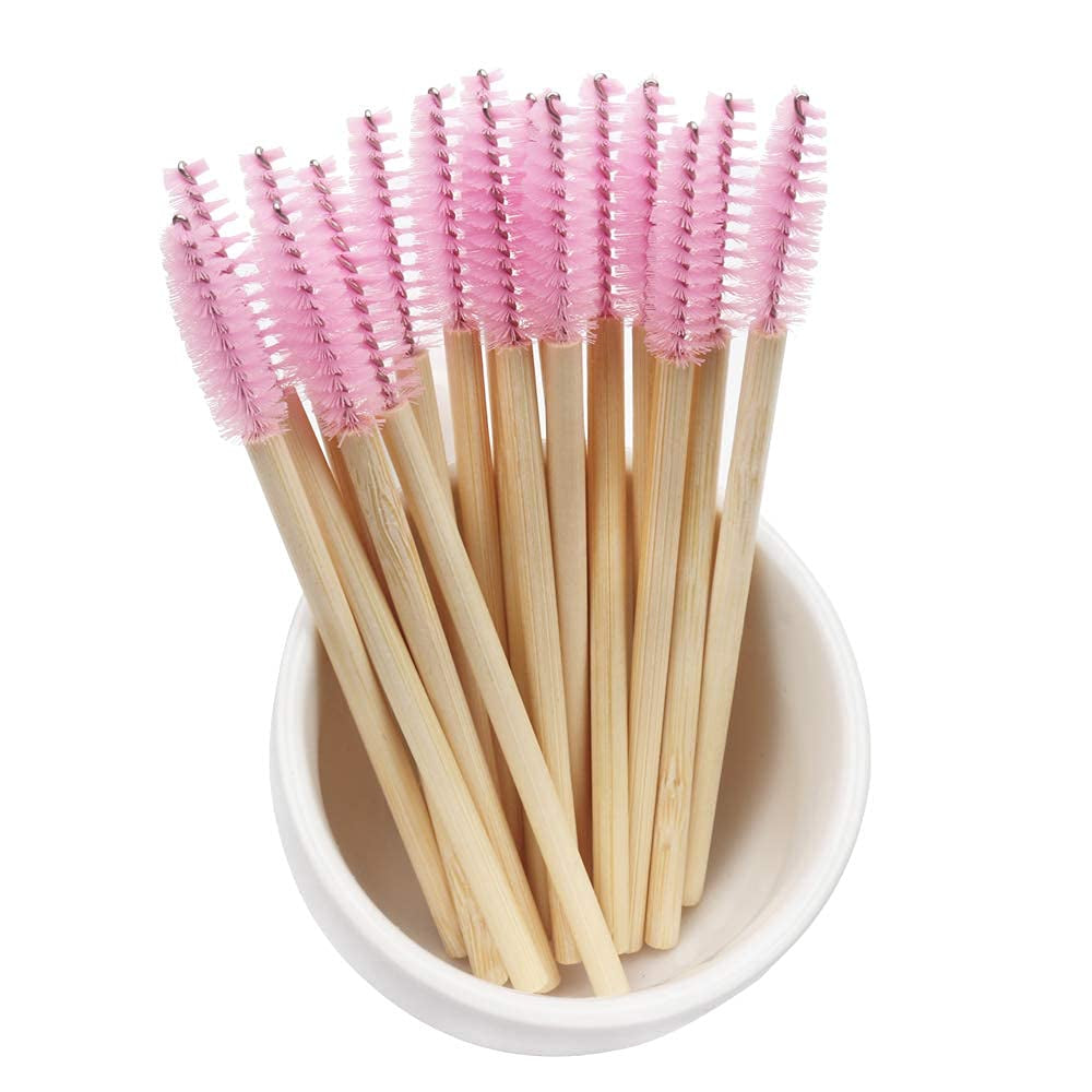 Mekupeu 100 Pack Eyelash Mascara Wands Disposable Eco-Friendly Bamboo Handle Makeup Brushes Eye Lash Extension Tool Kit, Pink Health & Beauty > Personal Care > Cosmetics > Cosmetic Tools > Makeup Tools Mekupeu