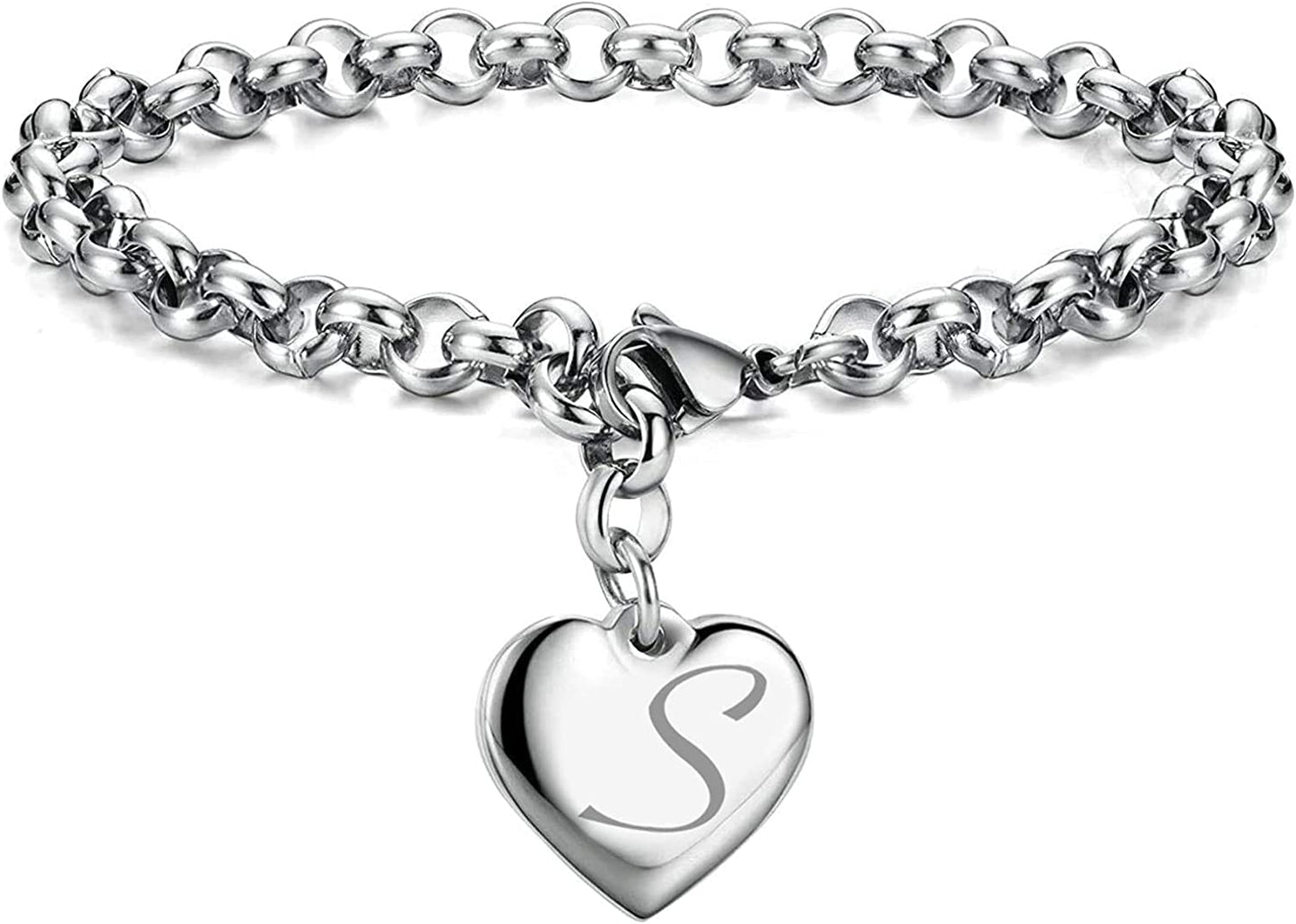 Heart Initial Charm Bracelets for Teen Girls Letters Alphabet Bracelet Jewelry for Girls Gifts for Teenage Girls Apparel & Accessories > Jewelry > Bracelets Monily S
