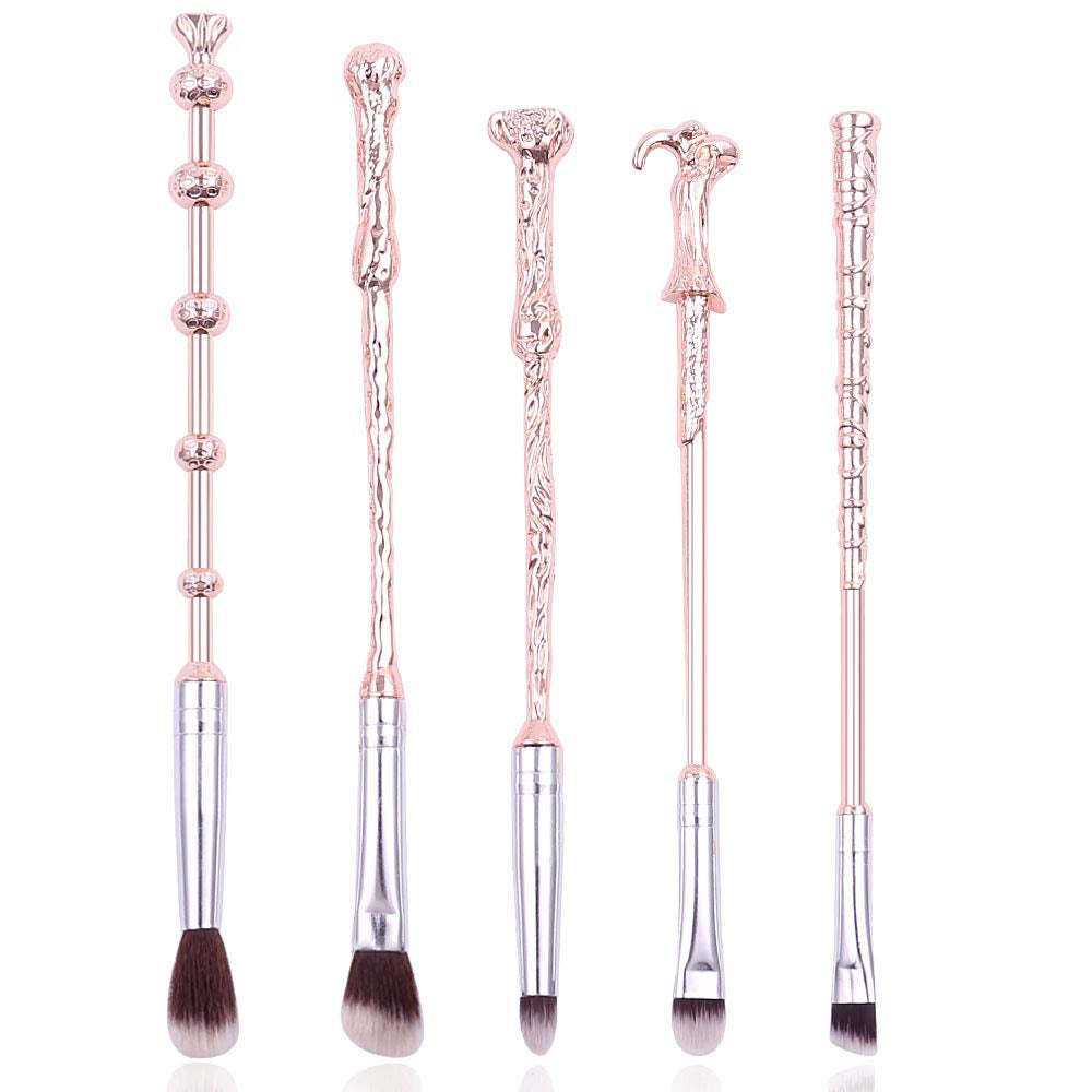Magic Wand Makeup Brushes Set - 5Pcs Wizard Wand Makeup Brushes Foundation Blending Blush Eyeshadow Face Lip Powder Brush Beauty Tools (Rose Gold) Health & Beauty > Personal Care > Cosmetics > Cosmetic Tools > Makeup Tools rongji jewelry Rose Gold