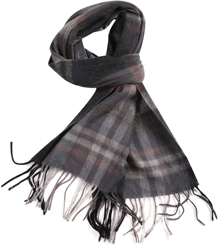 WAMSOFT 100% Pure Wool Scarf, Thick Long Plaid Scarf Winter Tartan Scarves for Men Women… Apparel & Accessories > Clothing Accessories > Scarves & Shawls WAMSOFT Gray/Brown Plaid