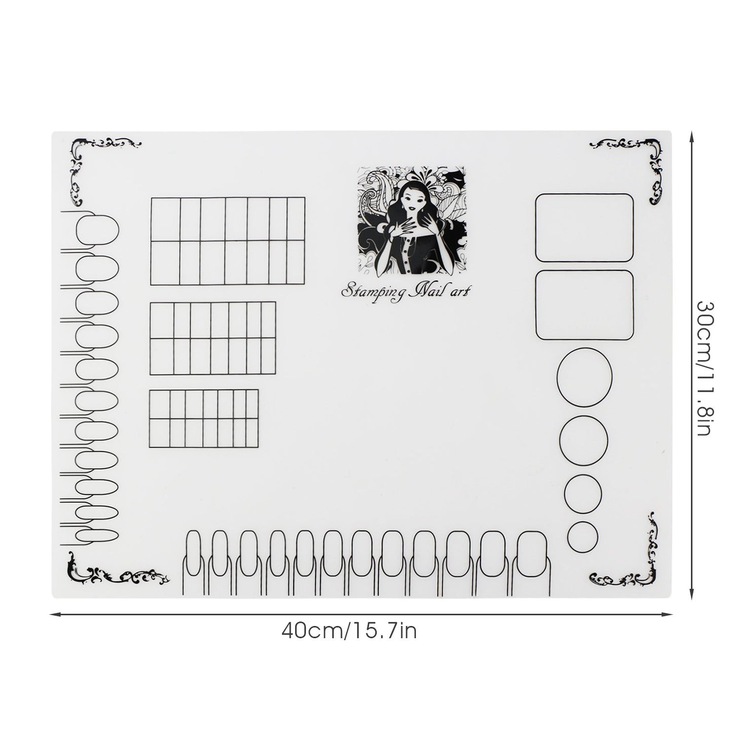 Segbeauty 2Pcs Acrylic Nail Mats, 16" Silicone DIY Nail Art Stamping Mats, Workspace Stamping Plate Manicure Mat, Nail Polish Coloring Practice Pad, Nail Sticker Trainer Guide Table Cover Palette Tool Health & Beauty > Personal Care > Cosmetics > Cosmetic Tools > Nail Tools Segbeauty