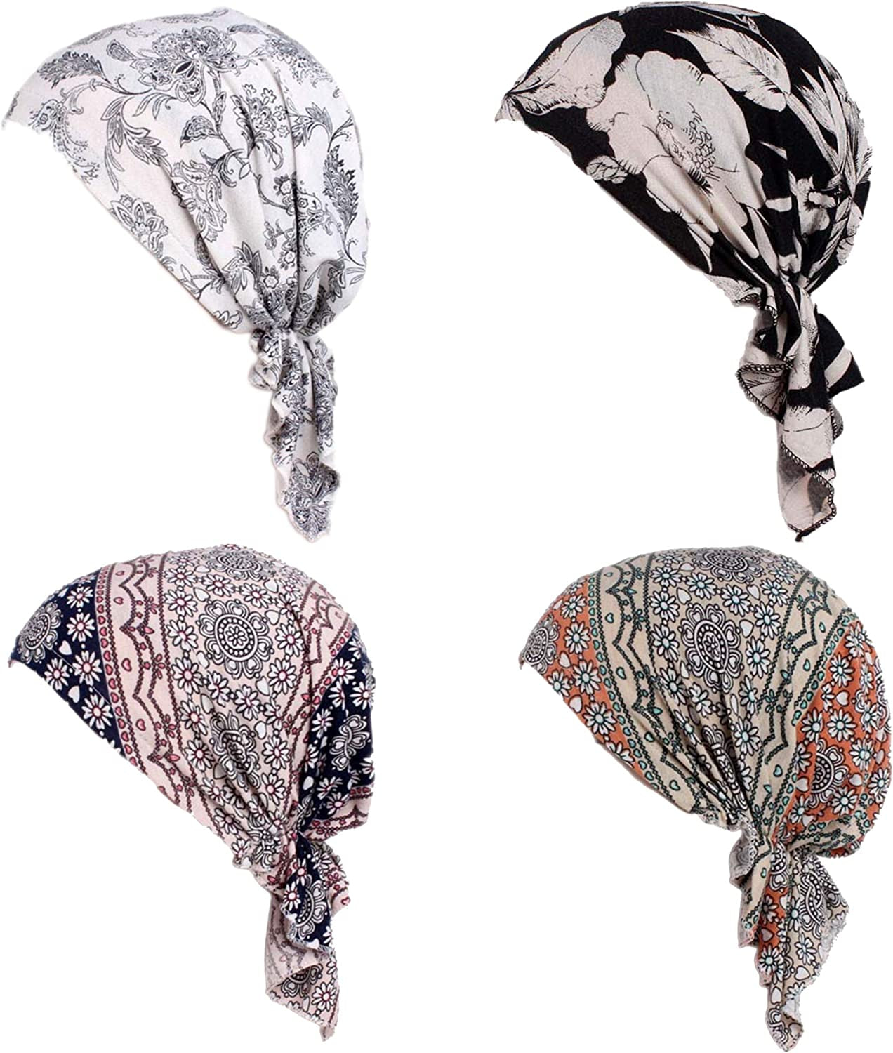 Women'S Comfort Head Scarf Headwear Chemo Beanie Scarves Coverings (4Pcs Mix) Apparel & Accessories > Clothing Accessories > Headwear Hcimooy