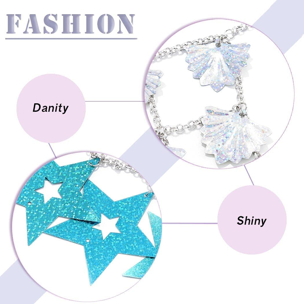 Sexy Body Chain Bikini Silver Tassel Star Sequins Bra Halter Backless Crop Top Shell Beach Party Chest Chains Jewelry for Women Apparel & Accessories > Jewelry > Body Jewelry China