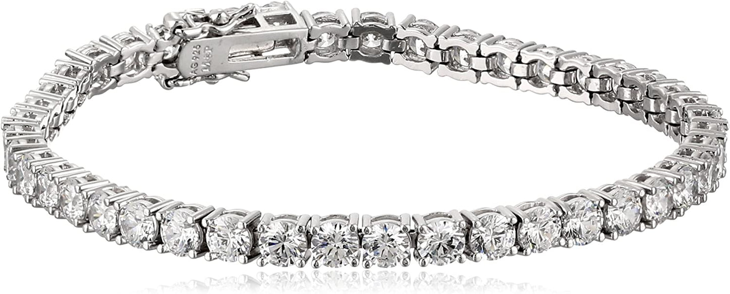 Collection Platinum or Gold Plated Sterling Silver Round-Cut Tennis Bracelet Made with Infinite Elements Zirconia Apparel & Accessories > Jewelry > Bracelets Amazon Collection Platinum-Plated 4 mm 7.25" Length