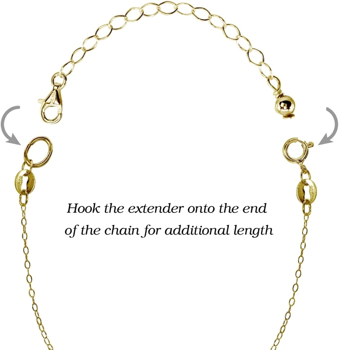 Sterling Silver Pendant Necklace Bracelet Anklet Chain Extenders for Women Men, 1" 2" and 4" Inches Apparel & Accessories > Jewelry > Anklets B. BRILLIANT