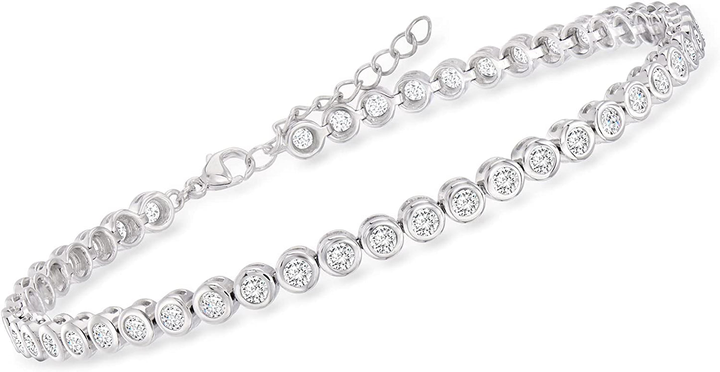 Ross-Simons 4.70 Ct. T.W. CZ Anklet in Sterling Silver. 9 Inches Apparel & Accessories > Jewelry > Anklets Ross-Simons