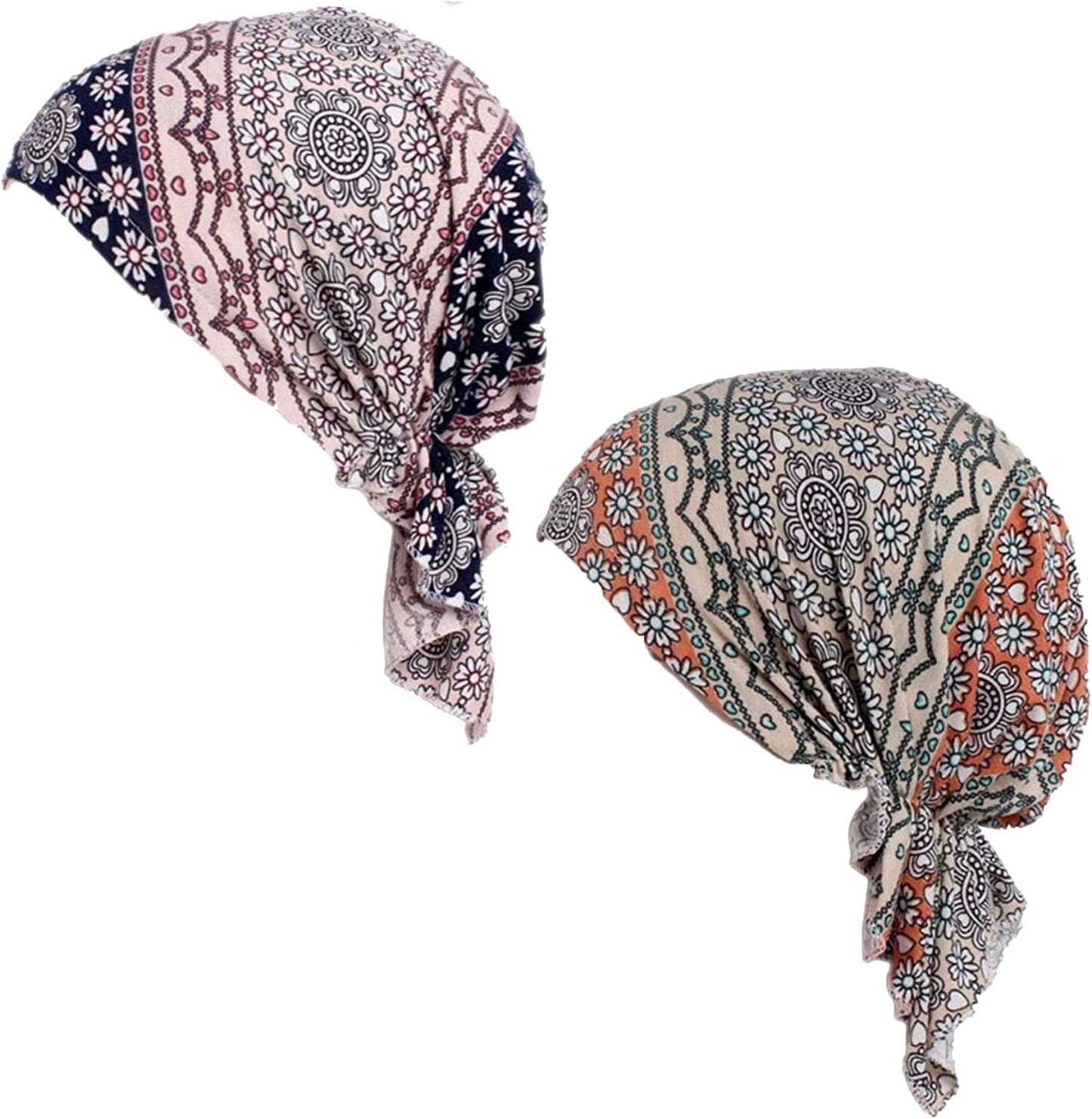 Women'S Comfort Head Scarf Headwear Chemo Beanie Scarves Coverings (2Pcs Pink&Green) Apparel & Accessories > Clothing Accessories > Headwear Hcimooy