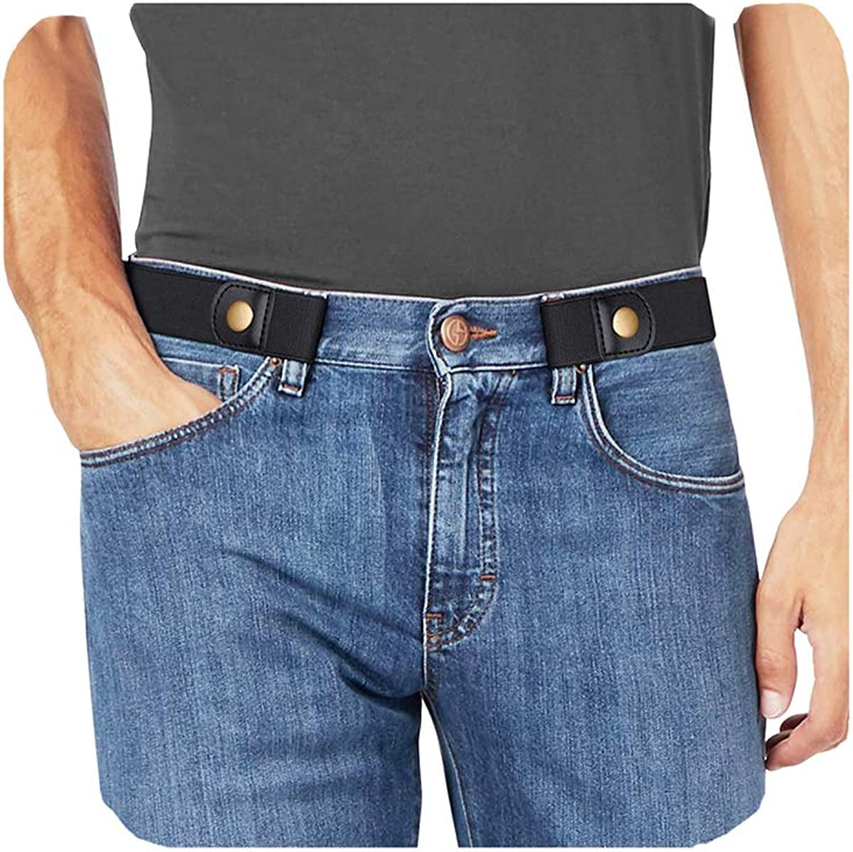 No Buckle Stretch No Show Belt for Men 1.38 Inches Wide, Buckless Invisible Elastic Belt for Jeans Pants by WHIPPY Apparel & Accessories > Clothing Accessories > Belts WHIPPY 6-black L: Suit Pant Size 39-61 Inches