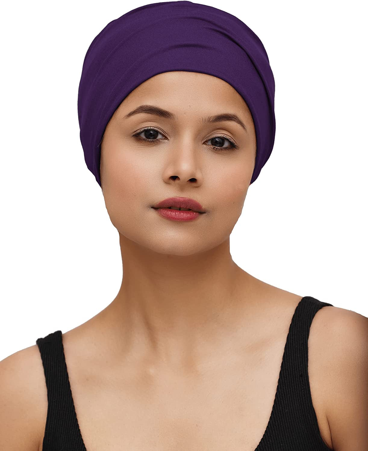 SAKUCHI Chemo Hats Solid Sleep Cap Women'S Bamboo Soft Headwear Cancer Cap Apparel & Accessories > Clothing Accessories > Headwear SAKUCHI Purple
