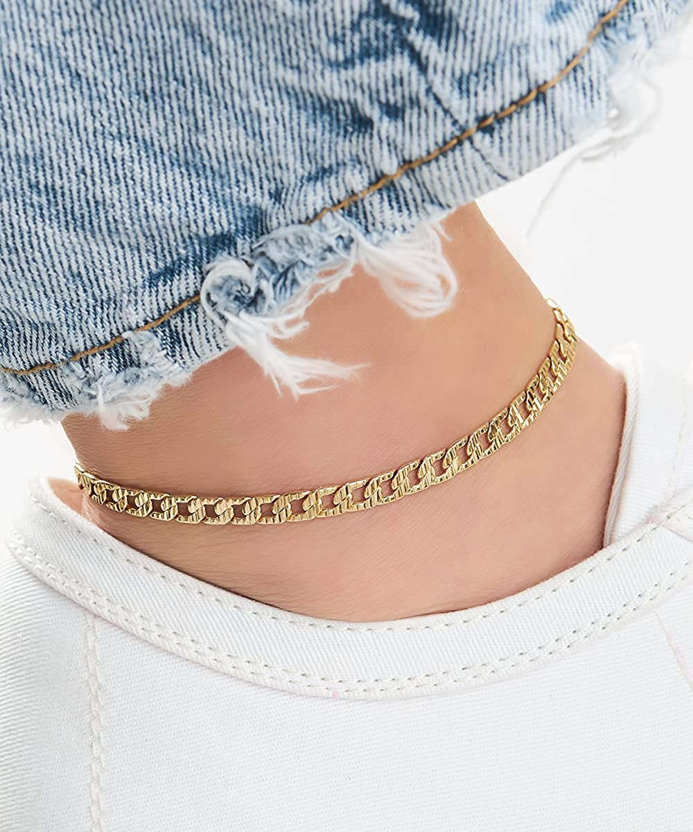 Barzel 18K Gold Plated Pave Curb Anklet for Women - Made in Brazil Apparel & Accessories > Jewelry > Anklets Barzel