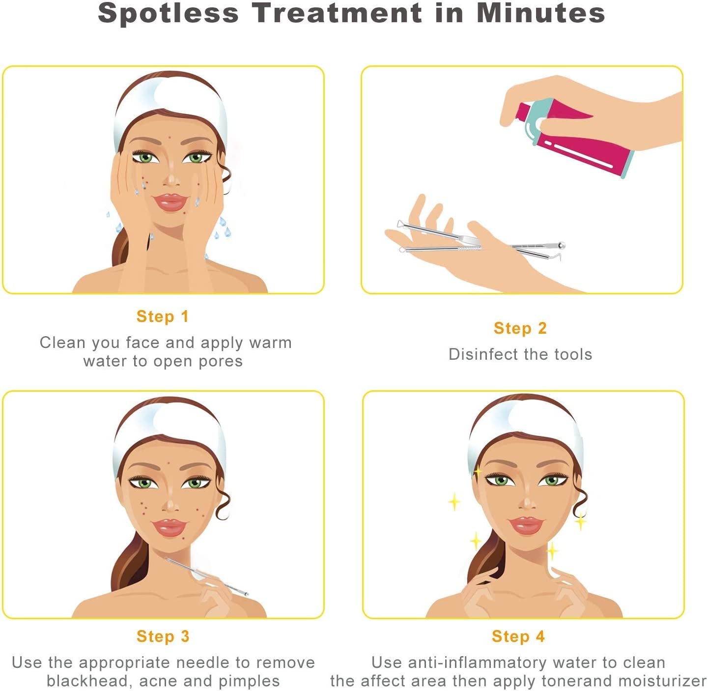 Vamotto Pimple Popper Tool Kit -10 Pcs Blackhead Remover Comedone Extractor Kit Blemish Remover for Acne Removal Kit for Whitehead Popping Zit Removing for Nose Face Tools with a Leather Bag Health & Beauty > Personal Care > Cosmetics > Cosmetic Tools > Skin Care Tools Boolink