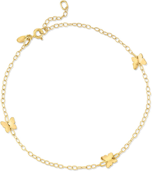 Ross-Simons Italian 14Kt Yellow Gold Butterfly Station Anklet. 9 Inches Apparel & Accessories > Jewelry > Anklets Ross-Simons
