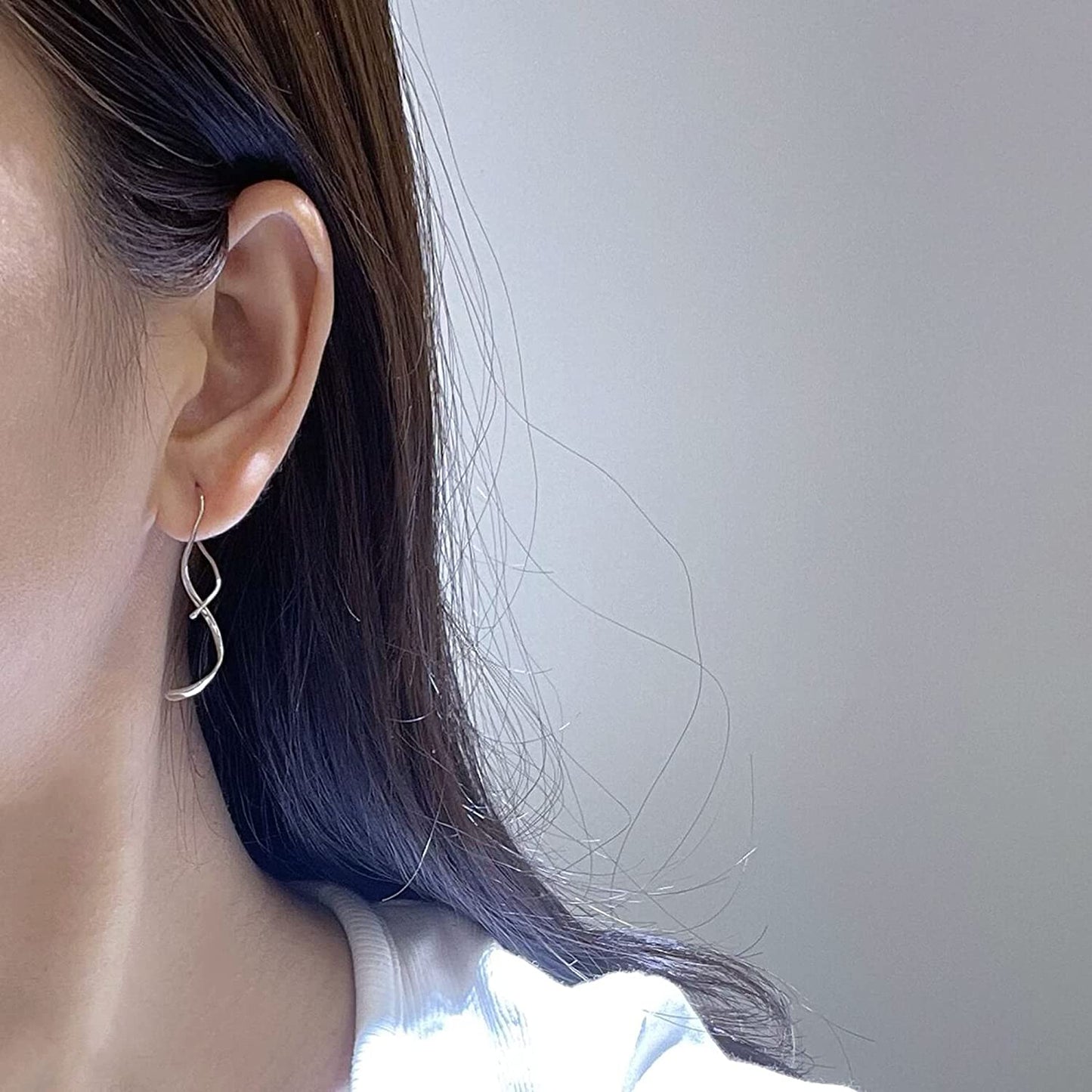 Spiral Threader Earrings 925 Sterling Silver Handmade Twisted Curved Pull through Earrings Apparel & Accessories > Jewelry > Earrings Kakikaki