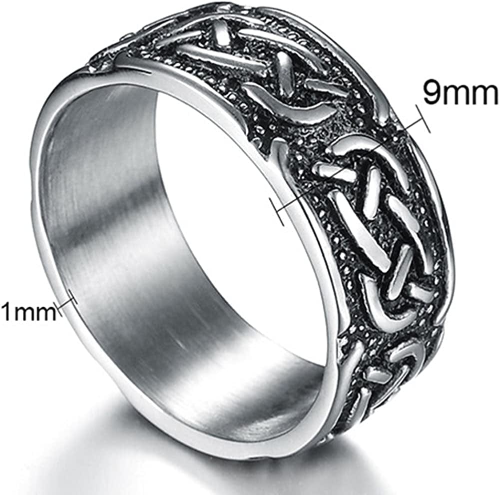 9Mm Vintage Stainless Steel Celtic Knot Ring Biker Cocktail Party