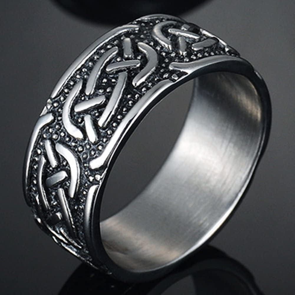 9Mm Vintage Stainless Steel Celtic Knot Ring Biker Cocktail Party