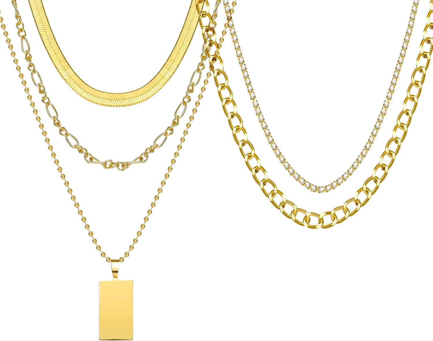 9PCS Gold Layered Chain Necklace for Women Girls, Gold Necklace Set,Y Pendant Necklaces, Pearl Choker Necklace, Chunky Dainty Y2K Goth Lock Coin Butterfly Snake Sun Link Choker Necklace Gold Plated Jewelry 6-style 7 PUNK&Chain