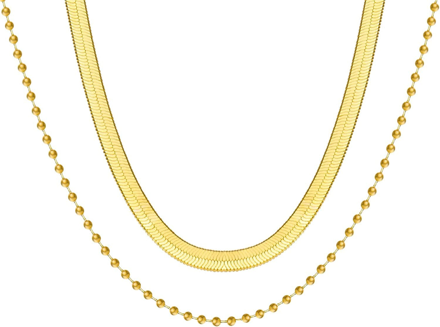 9PCS Gold Layered Chain Necklace for Women Girls, Gold Necklace Set,Y Pendant Necklaces, Pearl Choker Necklace, Chunky Dainty Y2K Goth Lock Coin Butterfly Snake Sun Link Choker Necklace Gold Plated Jewelry style 22 beads& chain