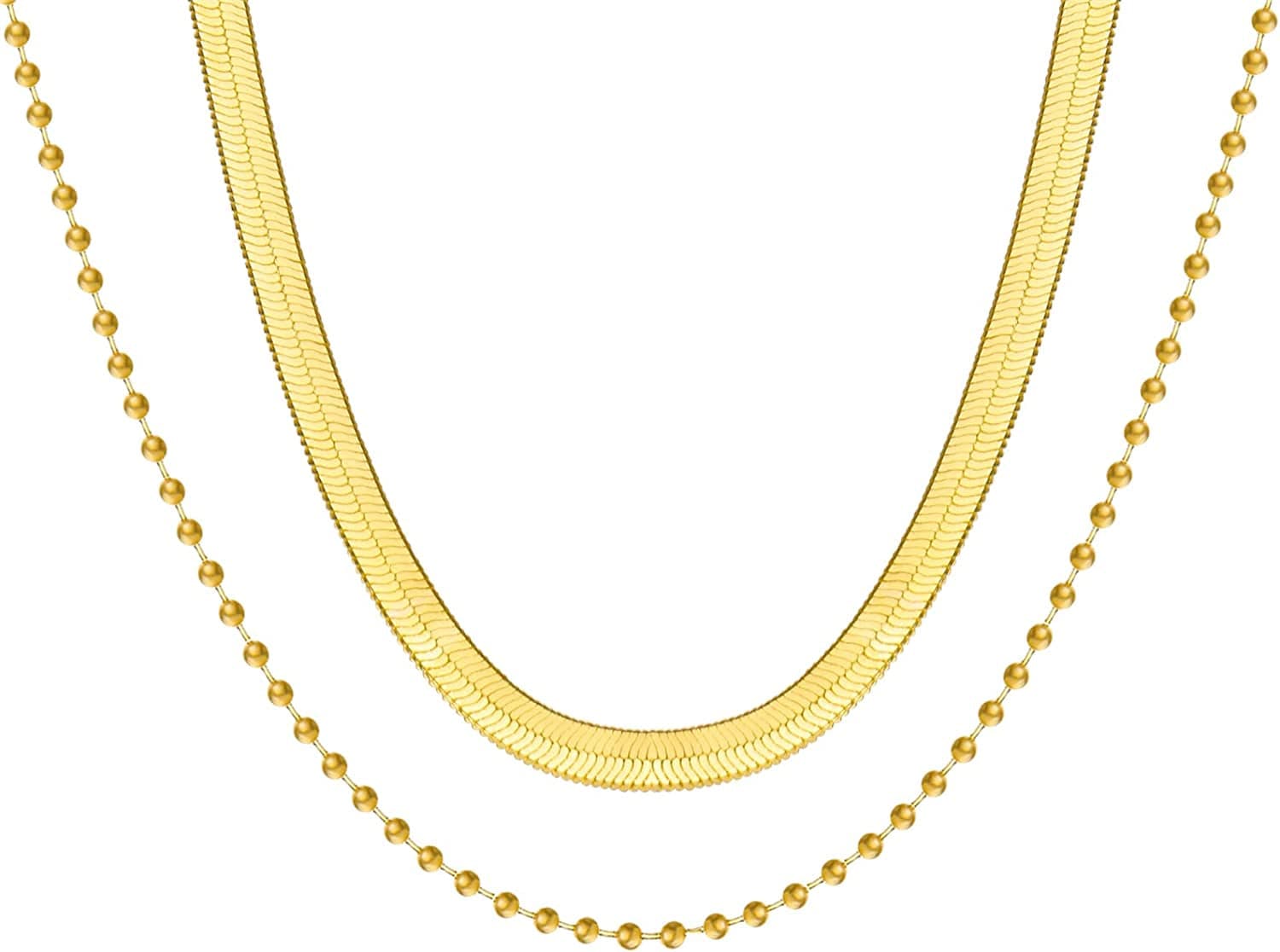 9PCS Gold Layered Chain Necklace for Women Girls, Gold Necklace Set,Y Pendant Necklaces, Pearl Choker Necklace, Chunky Dainty Y2K Goth Lock Coin Butterfly Snake Sun Link Choker Necklace Gold Plated Jewelry style 22 beads& chain