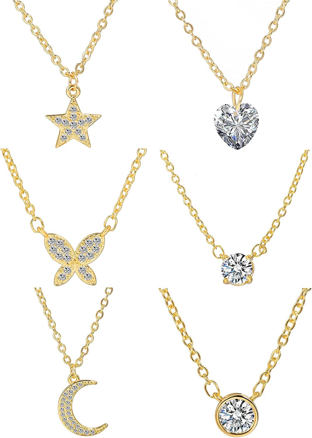 9PCS Gold Layered Chain Necklace for Women Girls, Gold Necklace Set,Y Pendant Necklaces, Pearl Choker Necklace, Chunky Dainty Y2K Goth Lock Coin Butterfly Snake Sun Link Choker Necklace Gold Plated Jewelry 10-style Cubic Zirconia& Dainty& 14K Gold