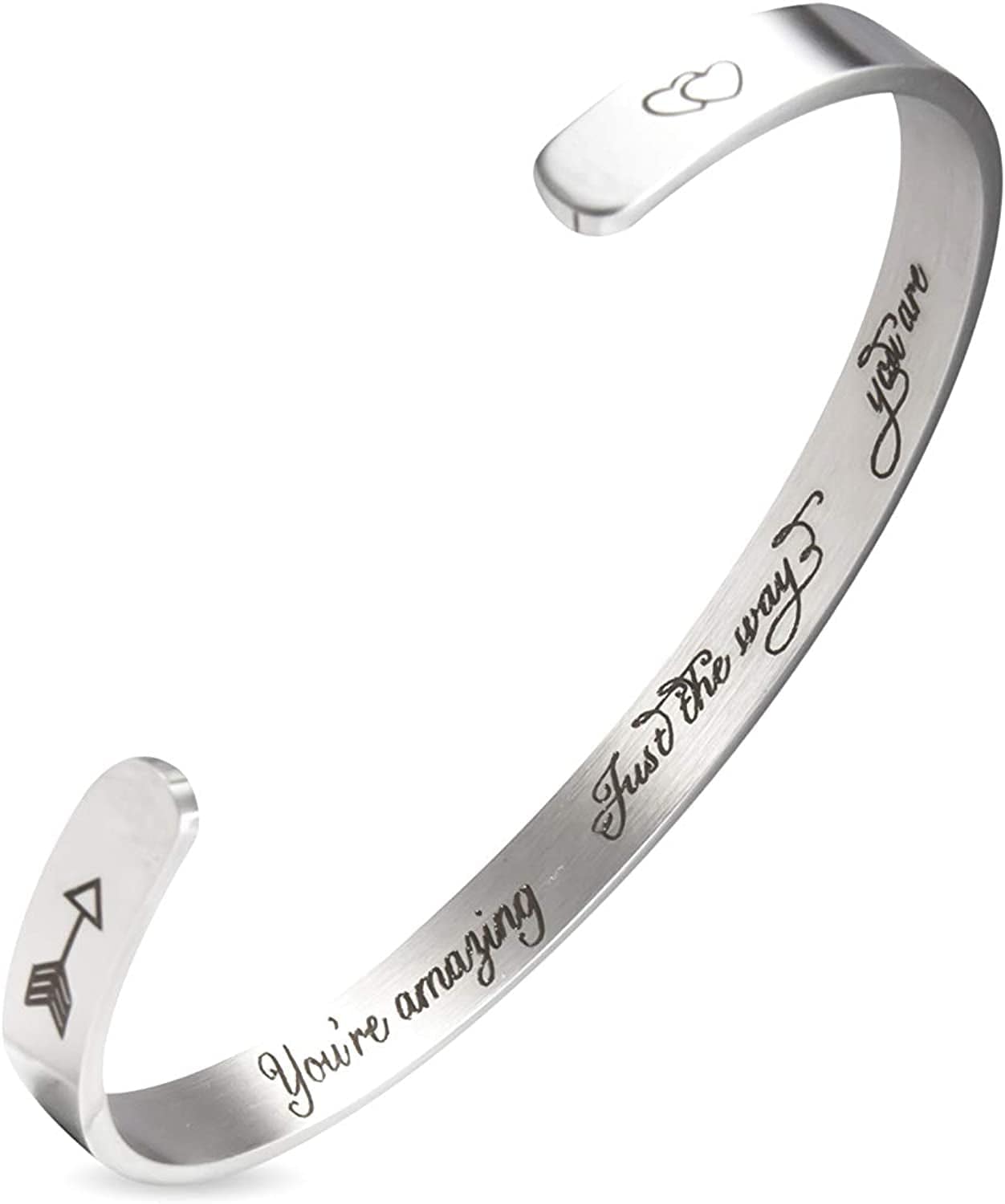 A N Kingpiin Inspirational Bracelets Stainless Steel Cuff Bangle Gifts for Women, Men Teens Girls -Motivational Mantra Quote Inspirational Jewelry for Friendship Encouragement with Gift Box Apparel & Accessories > Jewelry > Bracelets A N KINGPiiN You're Amazing Trust The Way You are