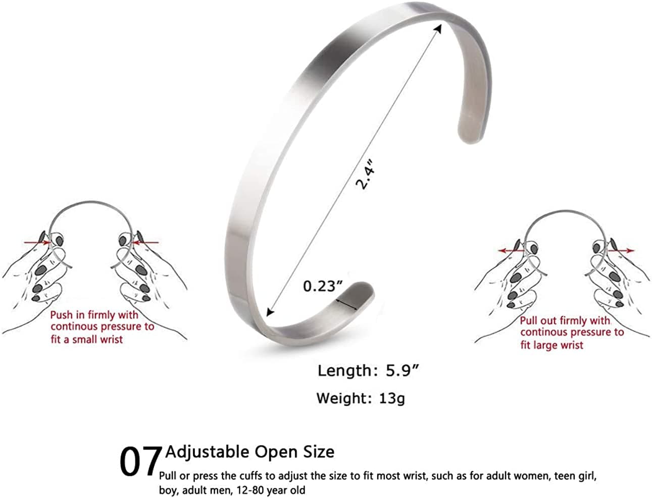 A N Kingpiin Inspirational Bracelets Stainless Steel Cuff Bangle Gifts for Women, Men Teens Girls -Motivational Mantra Quote Inspirational Jewelry for Friendship Encouragement with Gift Box Apparel & Accessories > Jewelry > Bracelets A N KINGPiiN