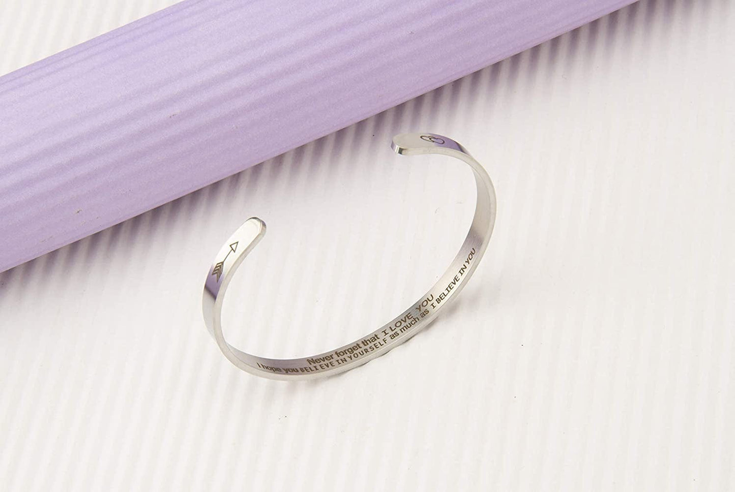 A N Kingpiin Inspirational Bracelets Stainless Steel Cuff Bangle Gifts for Women, Men Teens Girls -Motivational Mantra Quote Inspirational Jewelry for Friendship Encouragement with Gift Box Apparel & Accessories > Jewelry > Bracelets A N KINGPiiN